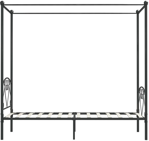 Postel Rám postele s nebesy šedý kovový 90x200 cm ...