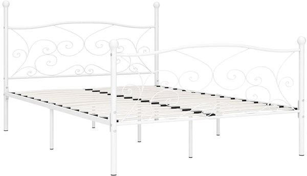 Rám postele Rám postele s latkovým dizajnom biely kov 160 × 200 cm ...