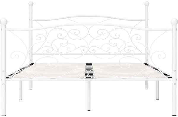Rám postele Rám postele s latkovým dizajnom biely kov 160 × 200 cm ...