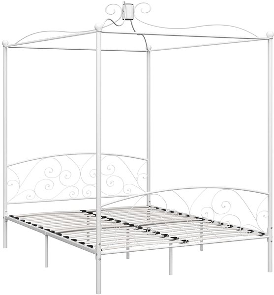 Rám postele Rám postele s baldachýnom biely kovový 160 × 200 cm ...
