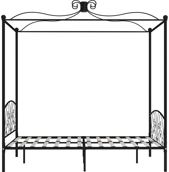 Posteľ Rám postele s baldachýnom čierny kovový 120 × 200 cm ...