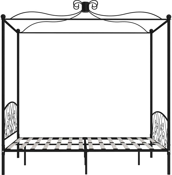 Posteľ Rám postele s baldachýnom čierny kovový 180 × 200 cm ...
