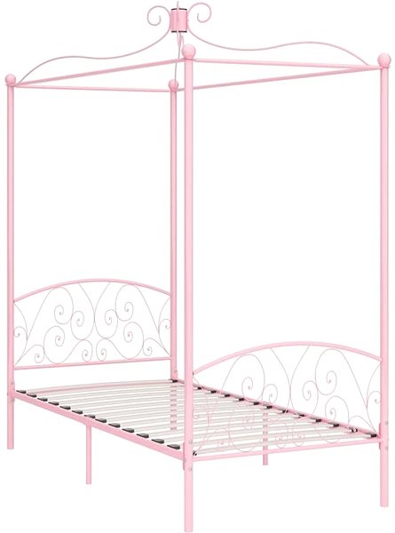 Rám postele Rám postele s baldachýnom ružový kovový 90 × 200 cm ...