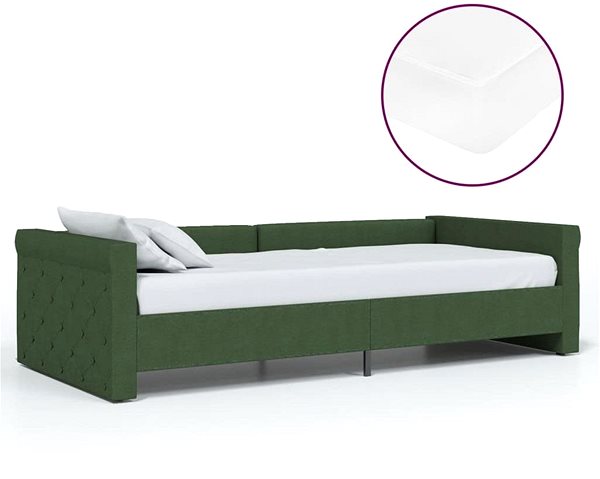 Posteľ Váľanda s matracom a USB tmavo zelená textil 90 × 200 cm, 3080328 ...