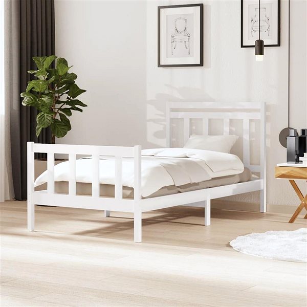 Rám postele Rám postele biely masívne drevo 100 × 200 cm, 3100710 ...