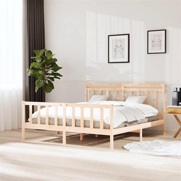 Postel Rám postele masivní dřevo 180 × 200 cm Super King, 3100973 ...
