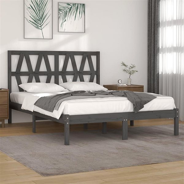 Postel Rám postele šedý masivní borovice 120 × 200 cm, 3103995 ...