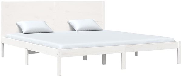 Rám postele Rám postele biely masívne drevo 180 × 200 cm Super King, 3104169 ...