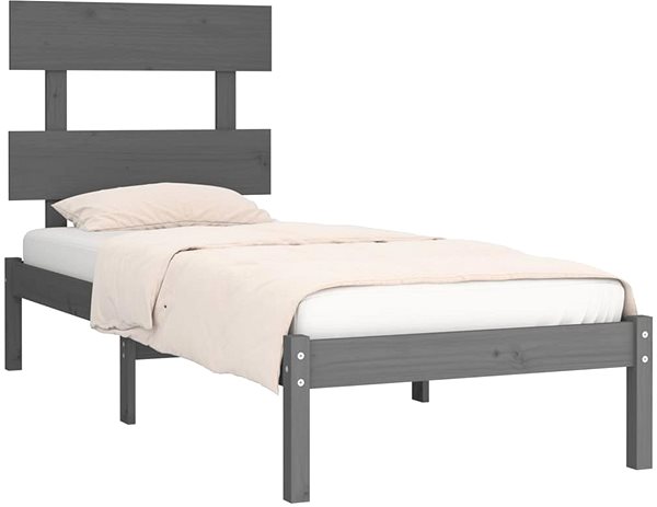 Postel Rám postele šedý masivní dřevo 90 × 200 cm, 3104660 ...