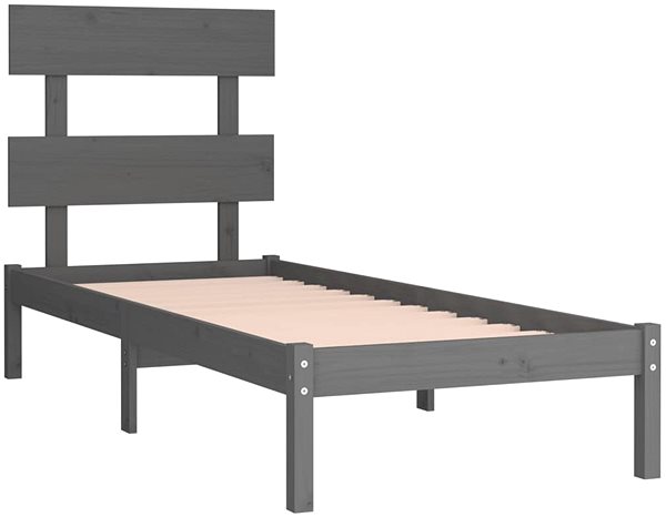 Postel Rám postele šedý masivní dřevo 90 × 200 cm, 3104660 ...