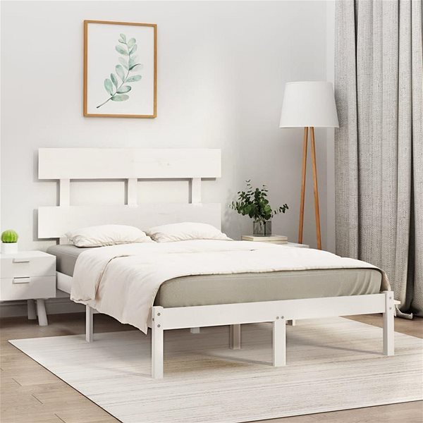 Rám postele Rám postele biely masívne drevo 120 × 200 cm, 3104669 ...