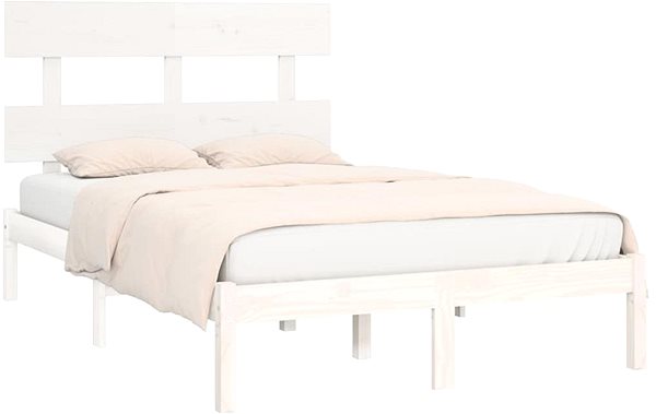 Rám postele Rám postele biely masívne drevo 120 × 200 cm, 3104669 ...