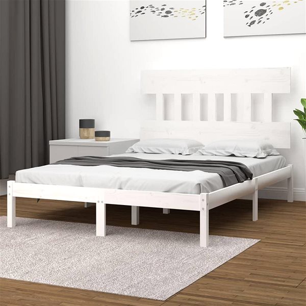 Postel Rám postele bílý masivní dřevo 120 × 200 cm, 3104734 ...