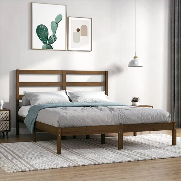Rám postele Rám postele medovo hnedý masívna borovica 120 × 200 cm, 3104931 ...