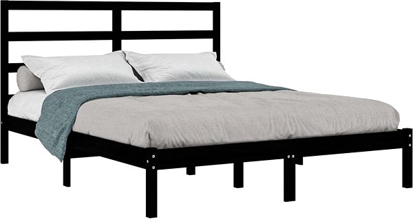 Rám postele Rám postele čierny masívna borovica 140 × 200 cm, 3104937 ...