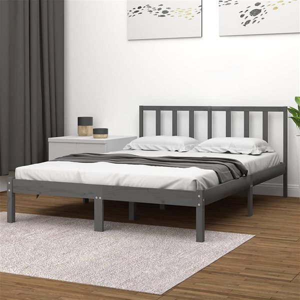 Postel Rám postele šedý masivní borovice 140 × 200 cm, 3105073 ...