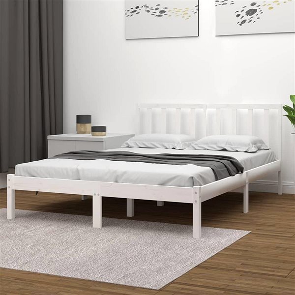 Posteľ Rám postele biely masívna borovica 200 × 200 cm, 3105092 ...
