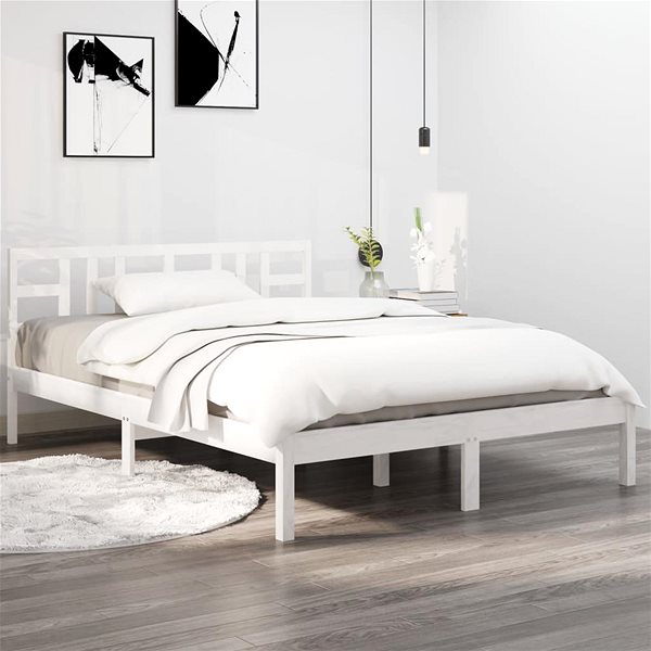 Postel Rám postele bílý masivní dřevo 120 × 200 cm, 3105401 ...