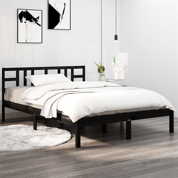 Postel Rám postele černý masivní dřevo 120 × 200 cm, 3105404 ...