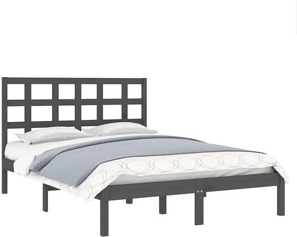 Postel Rám postele šedý masivní dřevo 200 × 200 cm, 3105492 ...