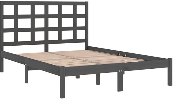 Postel Rám postele šedý masivní dřevo 200 × 200 cm, 3105492 ...