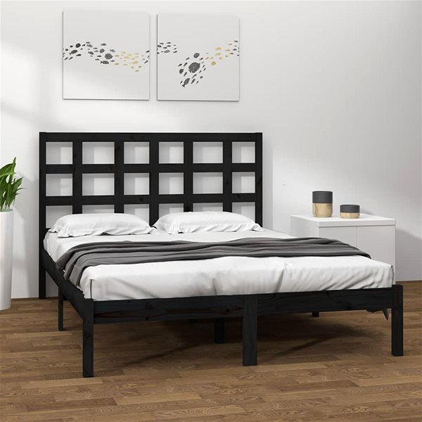 Postel Rám postele černý masivní dřevo 200 × 200 cm, 3105494 ...