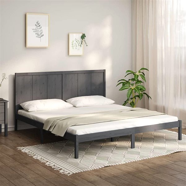 Postel Rám postele šedý masivní borovice 200 × 200 cm, 3105752 ...