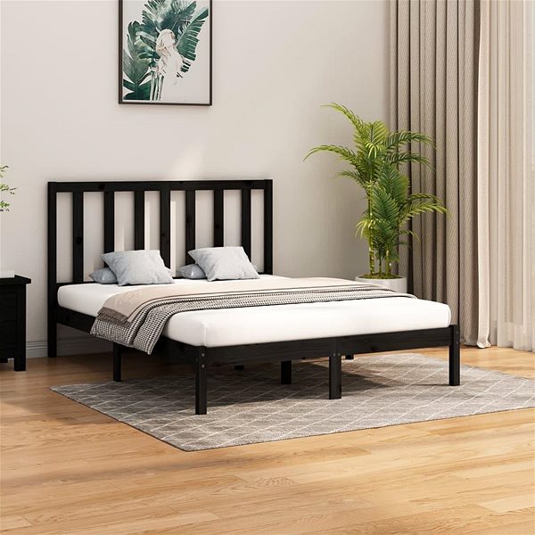 Postel Rám postele černý masivní dřevo 140 × 200 cm, 3106772 ...