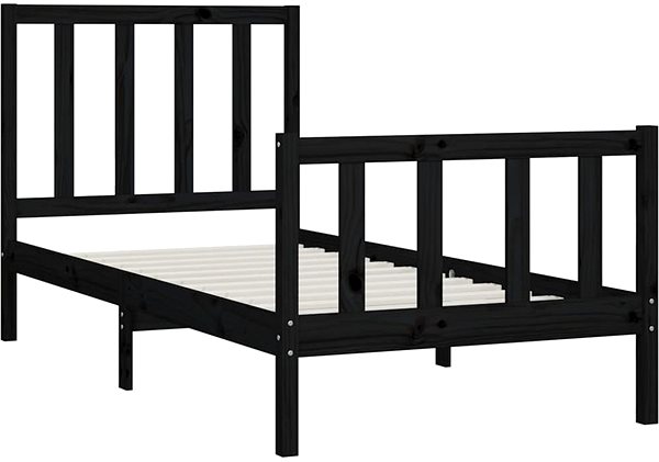 Posteľ Rám postele čierny masívne drevo 100 × 200 cm, 3106827 ...