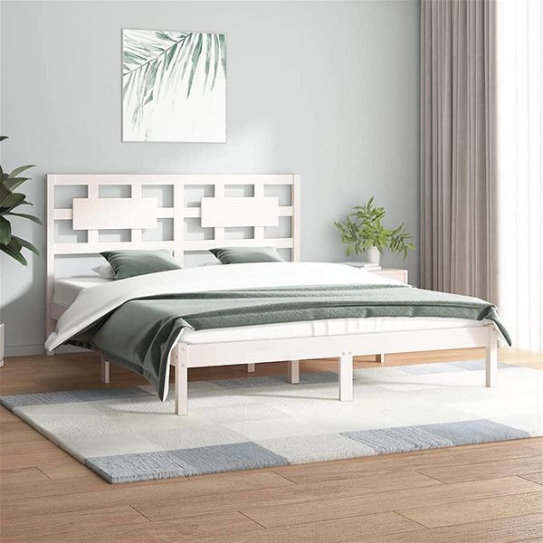 Posteľ Rám postele biely masívna borovica 200 × 200 cm, 3107374 ...