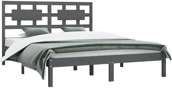 Postel Rám postele šedý masivní borovice 200 × 200 cm, 3107375 ...