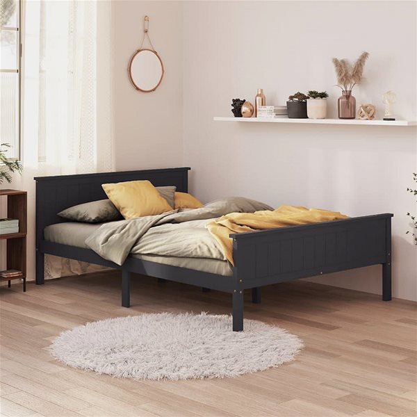 Rám postele Rám postele sivý masívna borovica 140 × 200 cm, 322205 ...