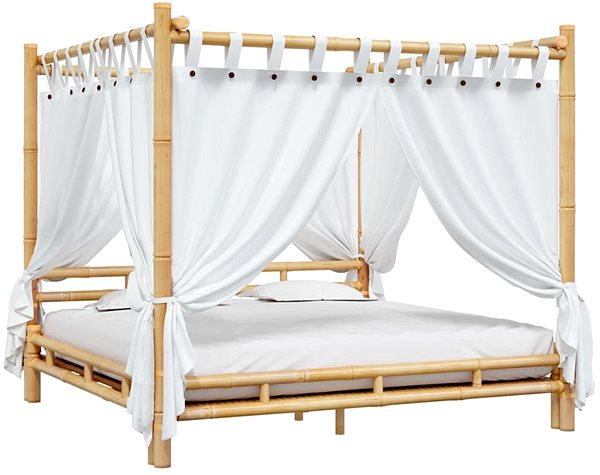 Posteľ Posteľ s baldachýnom 200 × 200 cm bambus, 340053 ...