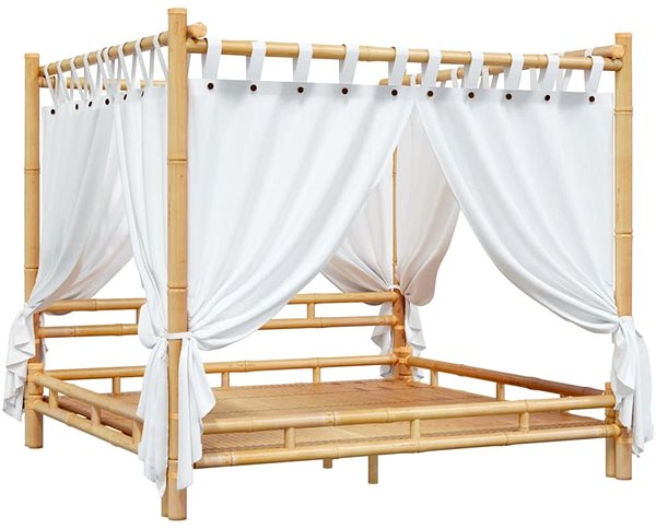 Posteľ Posteľ s baldachýnom 200 × 200 cm bambus, 340053 ...