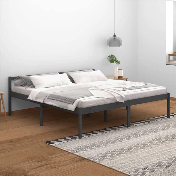 Postel Rám postele šedý masivní borovice 200 × 200 cm, 810636 ...