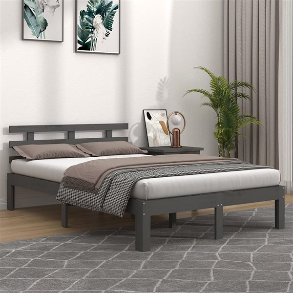 Postel Rám postele šedý masivní dřevo 120 × 200 cm, 814751 ...