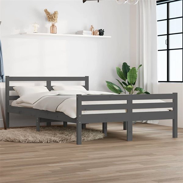 Posteľ Rám postele sivý masívne drevo 160 × 200 cm, 814831 ...
