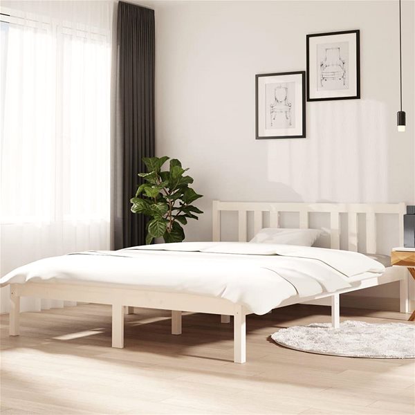 Posteľ Rám postele biely masívne drevo 140 × 200 cm, 814885 ...