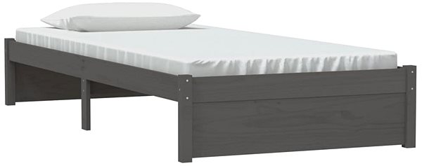 Postel Rám postele šedý masivní dřevo 90 × 200 cm, 814936 ...