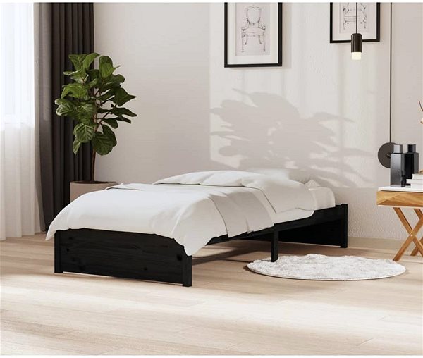 Posteľ Rám postele čierny masívne drevo 90 × 200 cm, 814938 ...