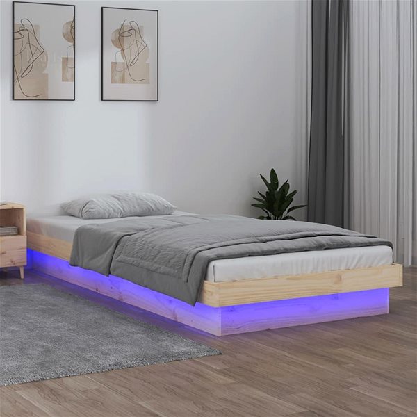 Rám postele Rám postele s LED svetlom 90 × 200 cm masívne drevo, 819957 ...