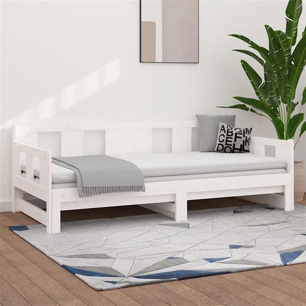 Posteľ Výsuvná posteľ biela masívna borovica 2× (80 × 200) cm, 820288 ...