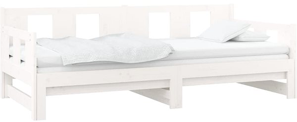 Posteľ Výsuvná posteľ biela masívna borovica 2× (80 × 200) cm, 820288 ...