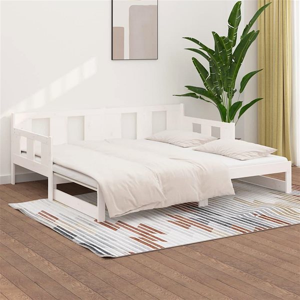 Posteľ Výsuvná posteľ biela masívna borovica 2× (80 × 200) cm, 820288 ...