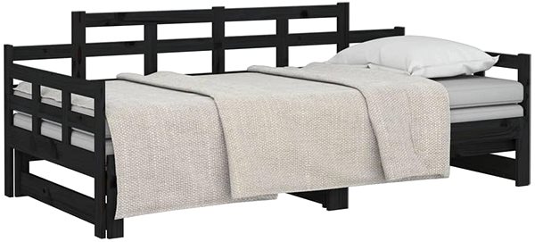 Postel Výsuvná postel černá masivní borovice 2× (90 × 200) cm, 820346 ...