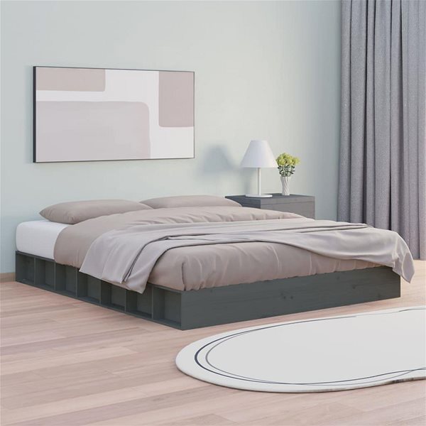 Posteľ Rám postele sivý 120 × 200 cm masívne drevo, 820683 ...