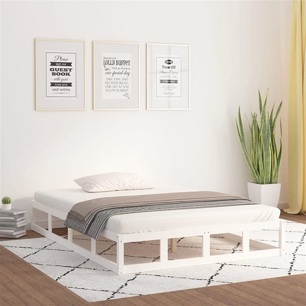 Posteľ Rám postele biely 200 × 200 cm masívne drevo, 820817 ...