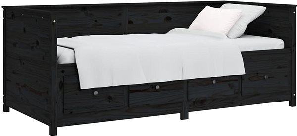 Postel SHUMEE válenda 80 × 200 cm, masivní borovice, černá, 820910 ...