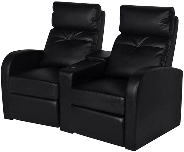 Křeslo LED polohovací dvousedačkové křeslo, umělá kůže, černé Lifestyle