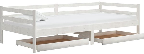 Posteľ Shumee, váľanda so zásuvkami, 90 × 200 cm, biela, masívne borové drevo, 3083675 ...